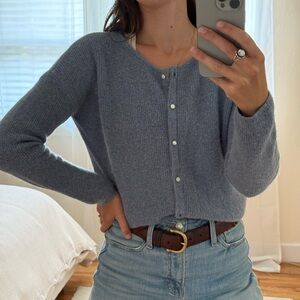 Blue Button-Up Cardigan Sweater